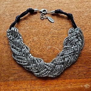 Chico's statement satin cord and rhinestones necklace